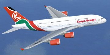 An Airbus A380 in Kenya Airways Livery