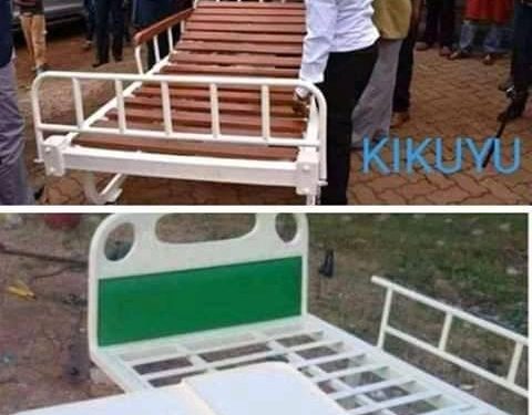 Hospital bed on display by local kenyan carpenters