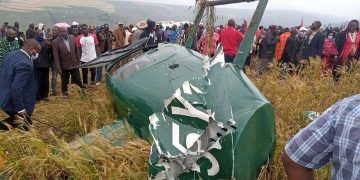 A wreckage of a helicopter carrying Narok Governor that was involved in an accident on Saturday October 17, 2020.