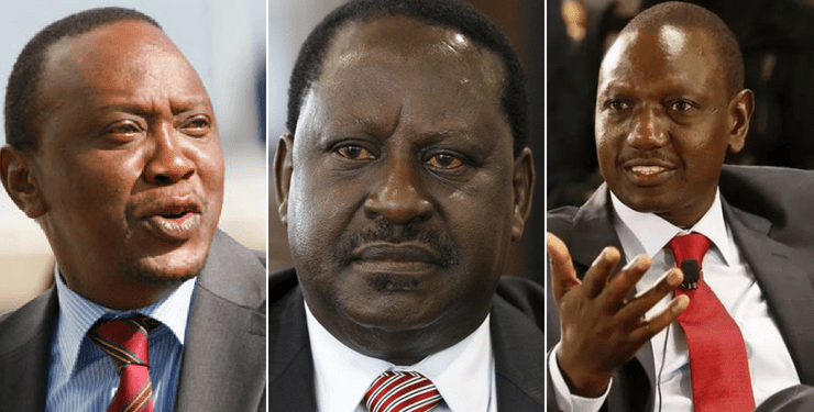 Deputy president William Ruto (Right) with President Uhuru Kenyatta and former Prime Minister Raila Odinga.