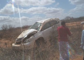 A wreckage of the vehicle in which a brother to Aden Duale was travelling in when he was involved in a fatal accident.