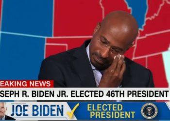 A black CNN presenter cries after Joe Biden won the 2020 U.S. elections
