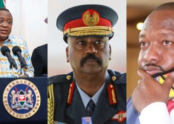 Former Nairobi governor Mike Sonko, Nairobi Metropolitan Services boss Mohammed Badi and President Uhuru Kenyatta in previous funtions.