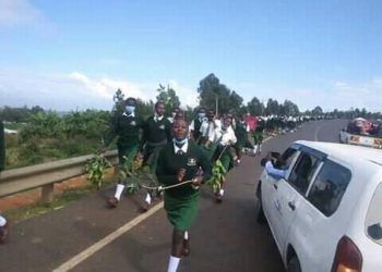 Lugulu Girls High School Striking on the Webuye-Kitale Road